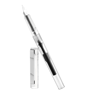 晨光本味小灯管透明钢笔学生专用可替换墨囊吸墨式两用通用练字钢笔小学生三年级0.38细尖明尖高级钢笔正品