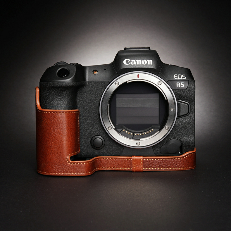 适用真皮canon佳能eosr5相机包eos r5 r6皮套牛皮保护套手柄底座