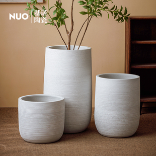 景德镇大口径陶瓷花盆户外庭院盆深口落地陶瓷盆30cm龟背竹大盆栽