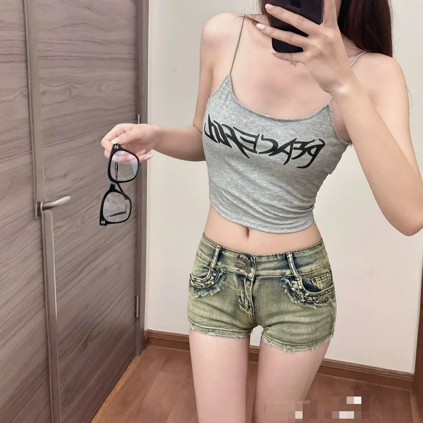 美式辣妹低腰牛仔超短裤