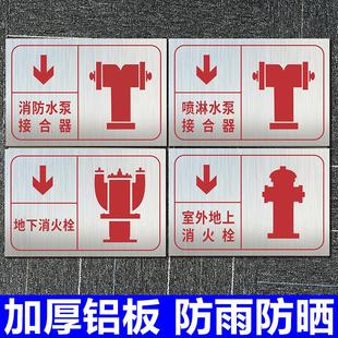 水泵接合器标识牌室外消火栓消防箱标牌地下喷淋泵房结合指示应急