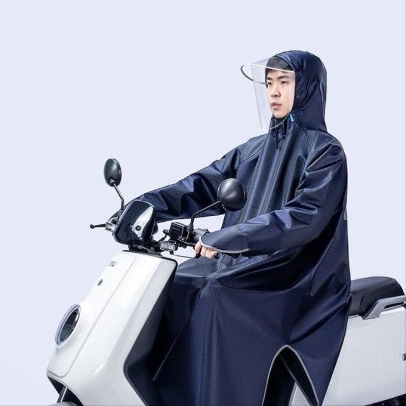 带袖雨衣电动电瓶车可戴头盔人车分离式雨披男女士长款全身防暴雨