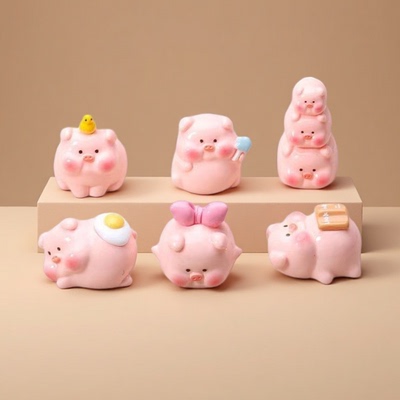 叠叠小猪潮玩桌面摆件