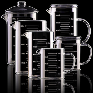 耐热玻璃量杯带刻度有手柄带盖电陶炉用过滤内胆高硼硅刻度杯家用