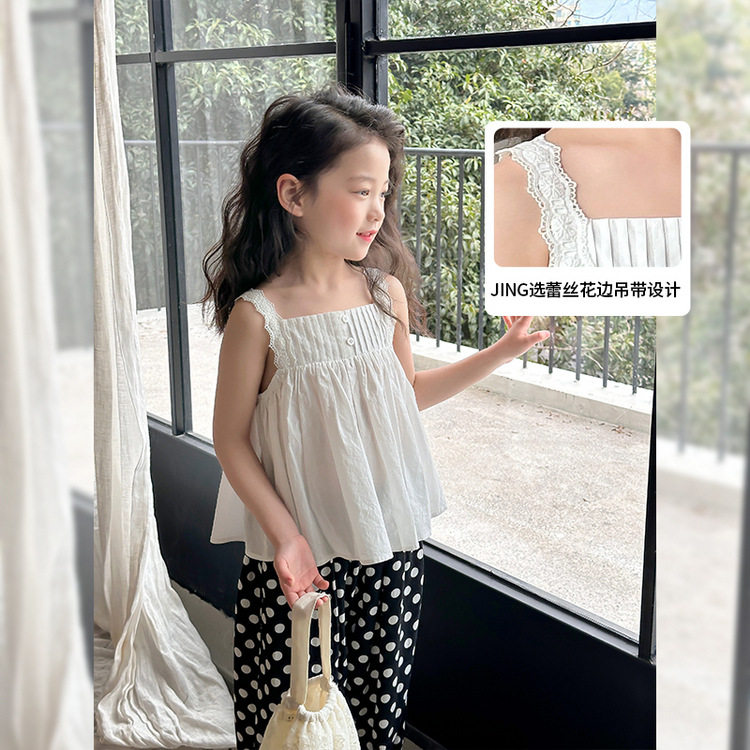 女童吊带背心外穿夏季儿童2025新款洋气娃娃衫夏装小女孩无袖上衣