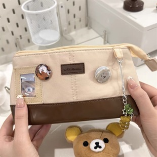 美拉德棕色防水笔袋学生ins风小众高颜值大容量痛包铅笔盒文具袋