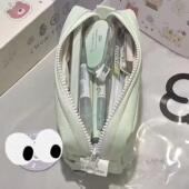韩系简约小清新薄荷奶绿笔袋学生小众ins高颜值大容量文具收纳袋