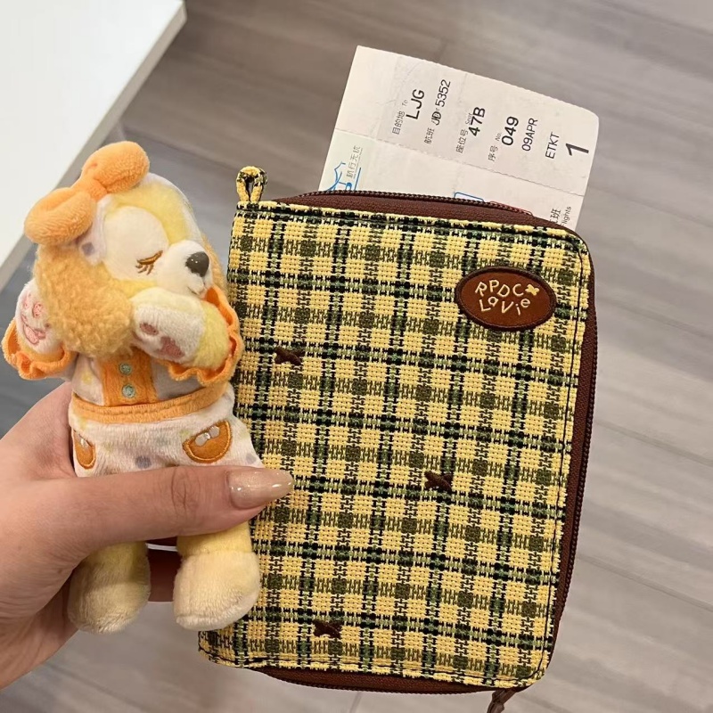 复古风格纹皮质护照夹便携证件包