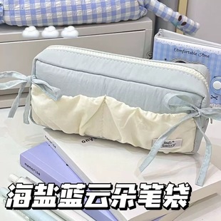 小红书同款蝴蝶结云朵面包笔袋奶fufu少女心高颜值大容量文具袋