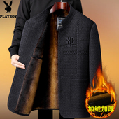 中山装 爸爸冬装 外套中老年加绒加厚立领雪尼爷爷老人保暖棉服男60