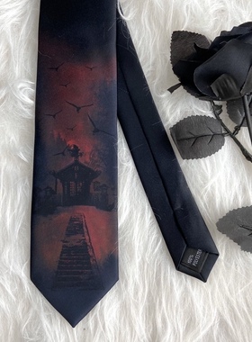 【百鬼夜行】以神之名原创jk/dk印花定位暗黑百搭衬衫深色系领带