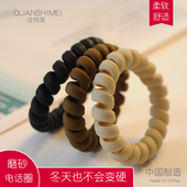 简约耐用磨砂电话绳发圈高弹力皮筋女扎头发绳头饰秋冬不伤发头绳