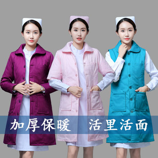 护士服值班加厚棉衣医生出诊棉服女冬长款外套导诊防寒服保暖马甲