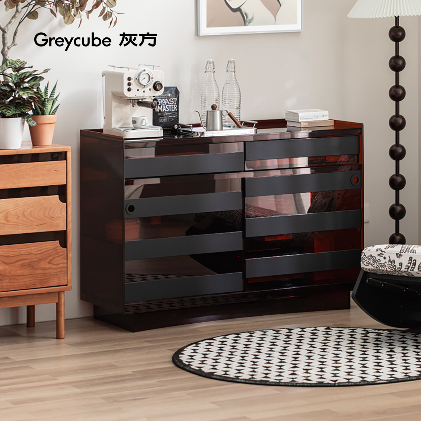 灰方餐边柜别墅中古风玄关柜入户正对门高级感客厅收纳储物柜酒柜,住宅家具,餐边柜,淘宝优惠券,粉丝福利购,淘宝优惠卷