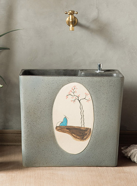 中式陶瓷户外拖把池家用阳台方形拖布池地盆大墩布池庭院水池拖把