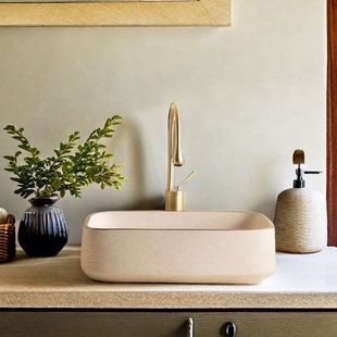 奶油风阳台台上盆陶瓷盆户外艺术洗手盆单独卫生间民宿新中式面盆