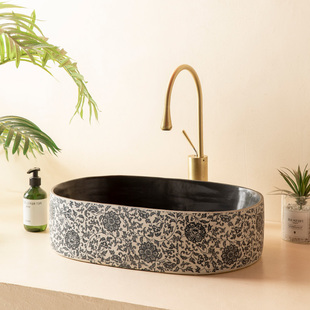 复古艺术台上盆外阳台陶瓷洗手盆水盆卫生间洗脸盆单盆定制新中式