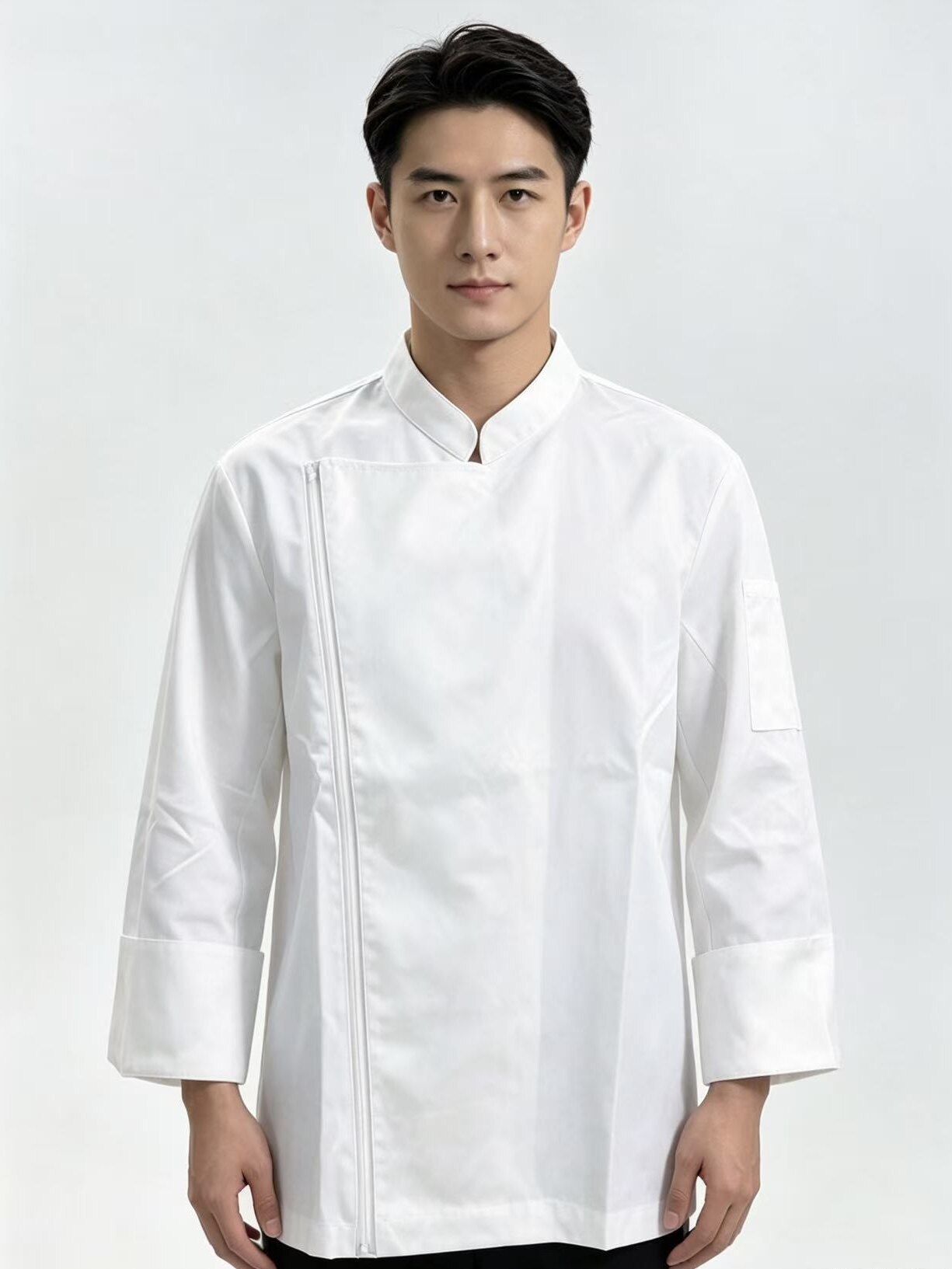 职业学校厨师操作服 白色七分袖工装制服