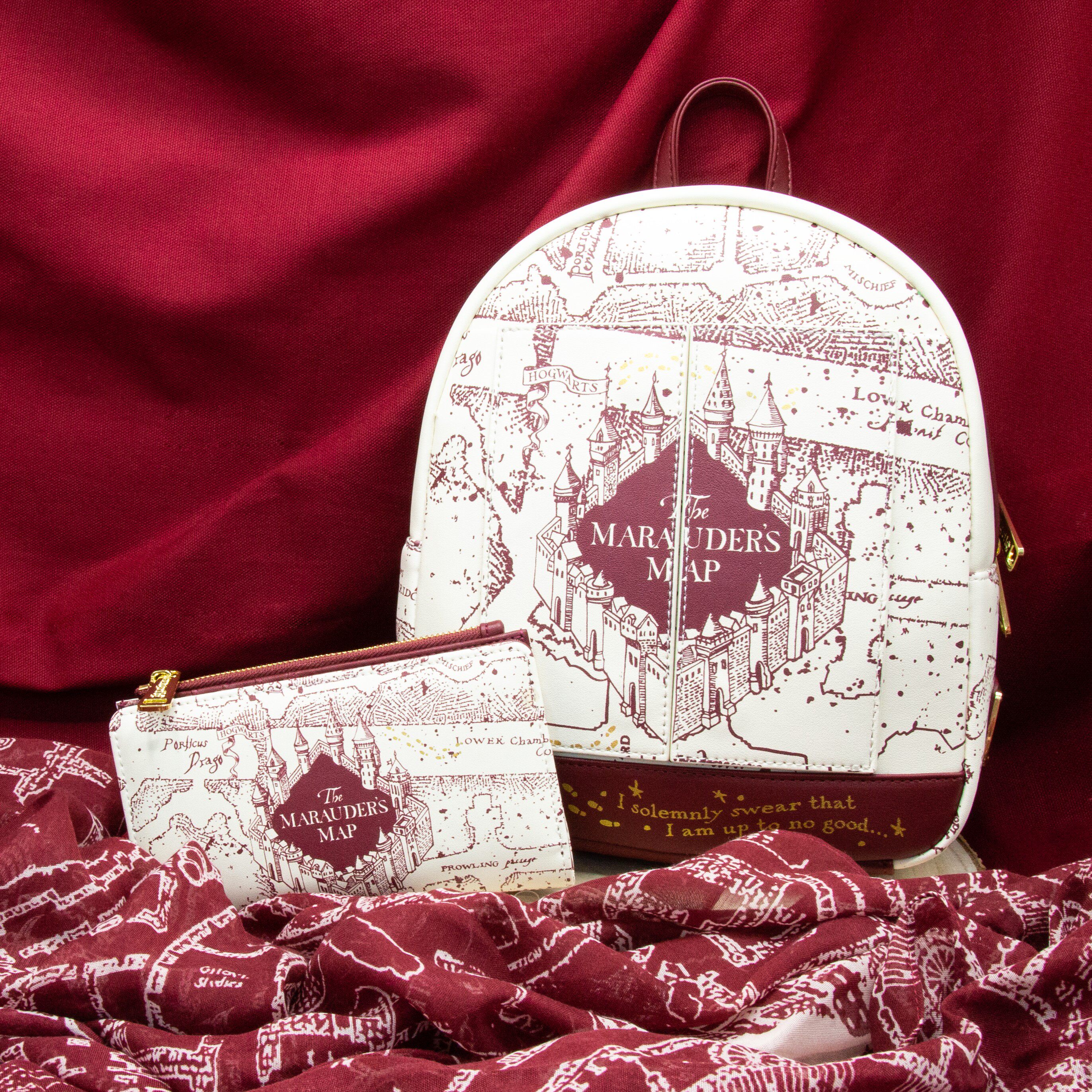 哈利波特 x loungefly深红色掠夺者地图迷你男女双肩背包代购正品