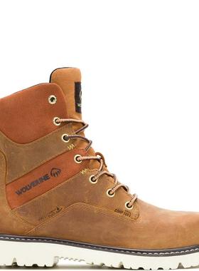 代购Wolverine女士工装鞋防水防滑缓震工作靴中筒系带靴