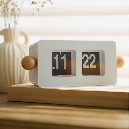 竹白家简约翻页时钟数字挂钟