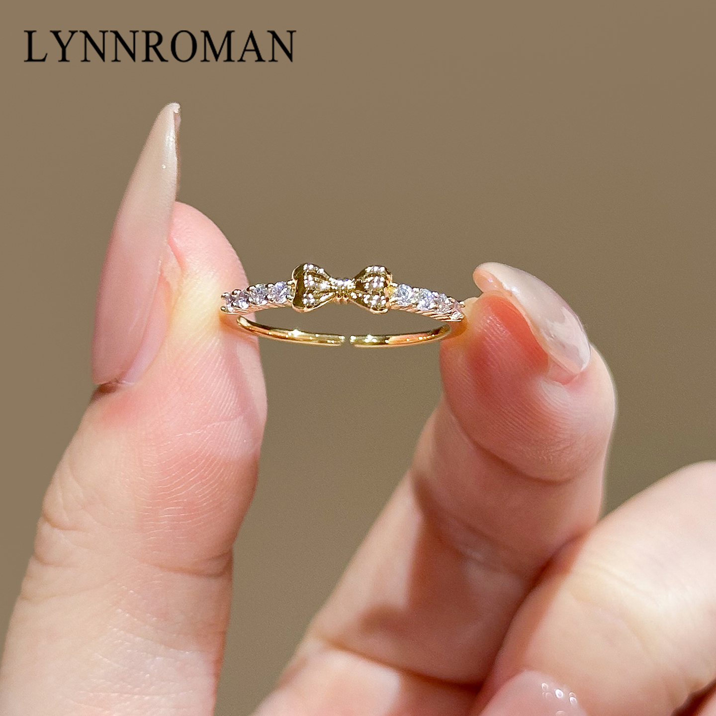 蝴蝶结钻石戒指女轻奢开口可调节