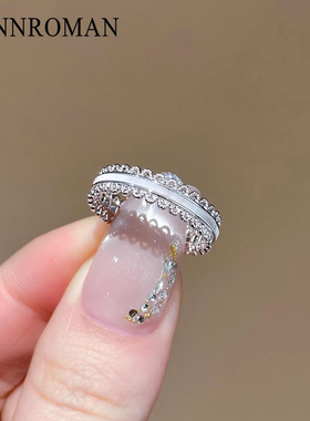 轻奢蕾丝镂空贝母开口女戒