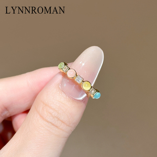 LYNNROMAN猫眼石戒指女款轻奢精致指环高级感小众设计开口食指戒
