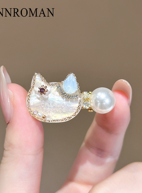 猫咪珍珠发夹女款轻奢