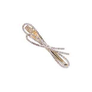 LYNNROMAN高级感水钻蝴蝶结发夹女日韩新款碎发鸭嘴夹侧边刘海夹