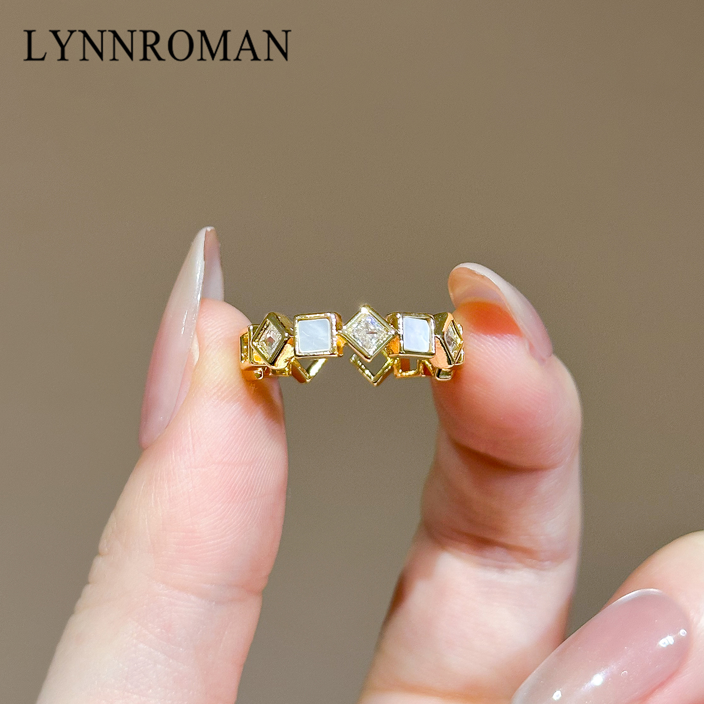 贝母设计几何钻石开口