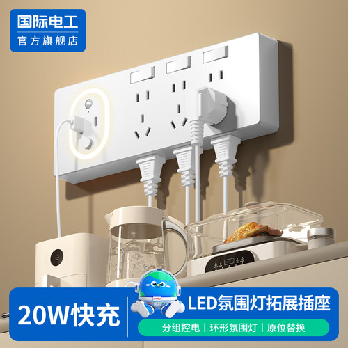 国际电工86型20W快充带灯插座