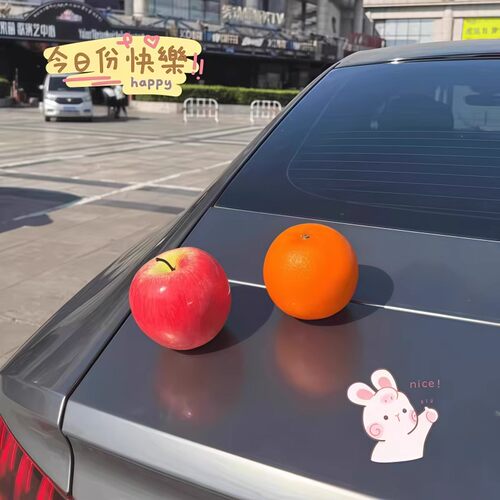 创意汽车摆件太阳能苹果花车内饰品中控台车载内装饰内饰用品可爱
