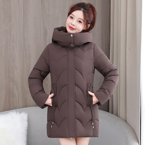 冬季新款羽绒棉服女中长款加厚