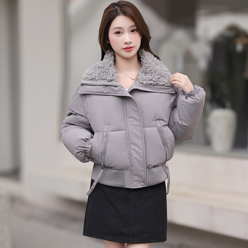 羊羔毛翻领新款棉服女短款加厚保暖小个子棉衣外套冬季宽松女装