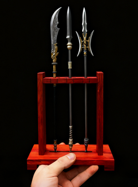 纯实木微型兵器架剑架刀架立式单孔红缨枪架关公架长枪架7/10毫米