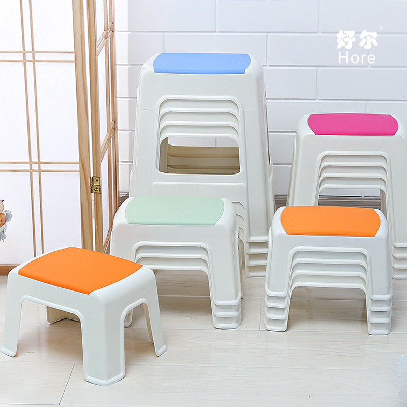 塑料凳子家用可叠放高凳浴室卫生间防滑矮凳加厚客厅餐桌餐凳椅子