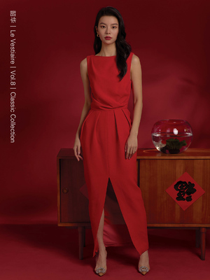 INESL|奈时|衣帽间 【韶华】一字领绞花露背花苞轻礼服