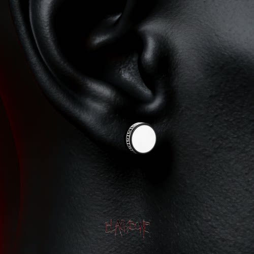 黑骨316L不锈钢国风滴胶罗纹耳环