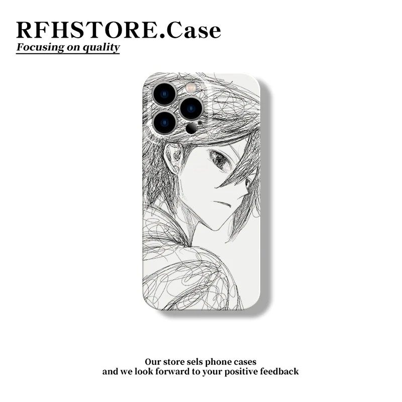 简约素描萧炎手机保护壳女适用于 于iPhone16VIVOs30一加13t/ace5小米15华为mate70p荣耀400magic7OPPOreno14