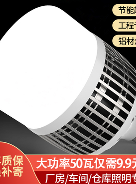 LED节能灯泡大功率工厂灯厂房灯车间超亮e27E40螺口50w100W200w瓦