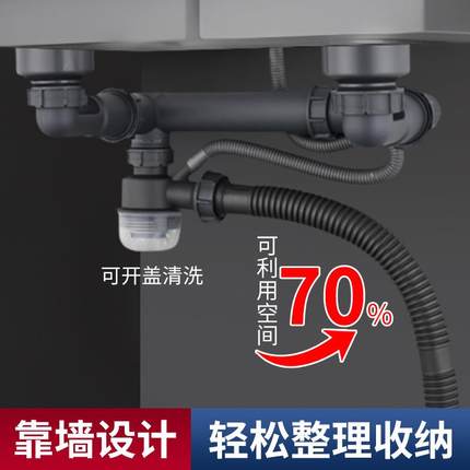 厨房下水道管子洗菜盆池洗碗槽池盆水槽下水管配件单槽排水管软管
