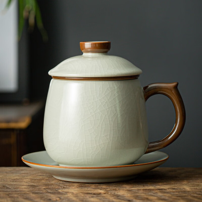 金镶玉米黄汝窑茶杯米黄汝窑