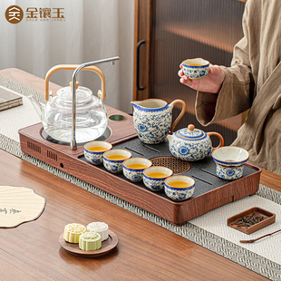 金镶玉小型高端功夫茶具套装轻奢高档全自动一体茶盘茶台一整套