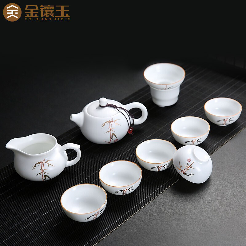 羊脂玉瓷功夫茶具套装家用客厅