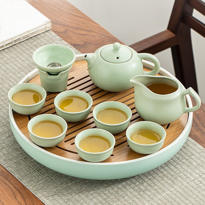 仿宋汝窑茶具套装家用高档陶瓷冰裂办公室会客中式西施壶茶杯泡茶