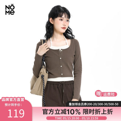 nome撞色T恤女长袖假两件