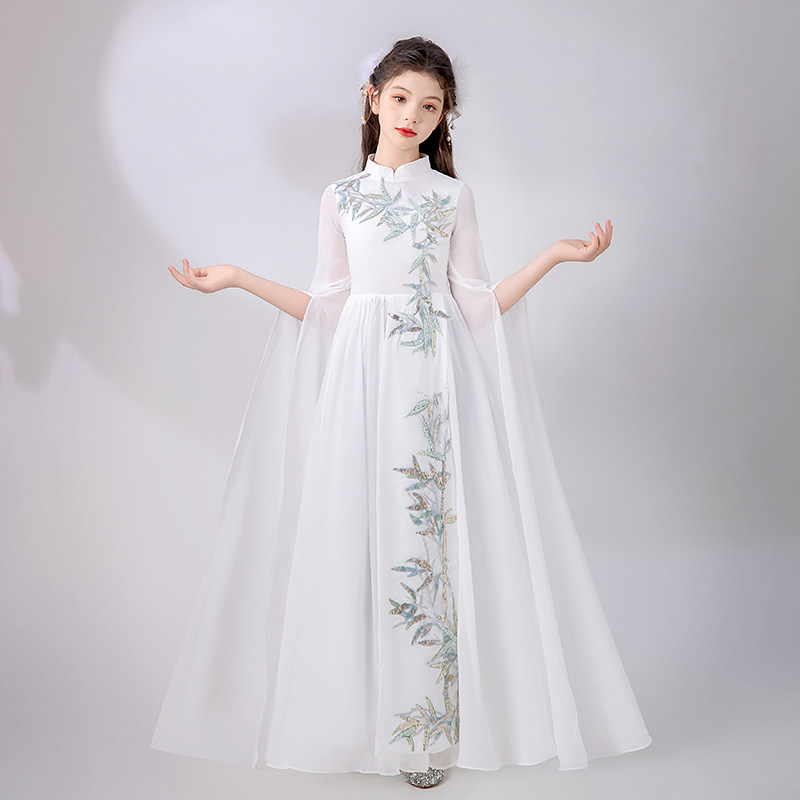 高端女童古筝演出服朗诵演奏儿童装中国风小主持人中式晚礼服夏季