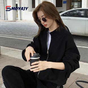 MOYAJY品牌休闲卫衣运动女套装秋冬加绒时尚潮流宽松显瘦跑步服