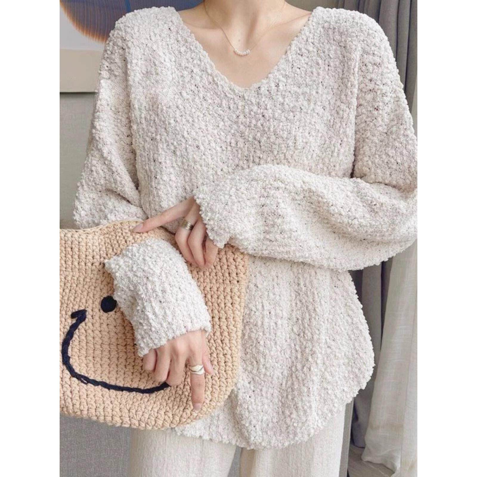 SPYB高级感超好看慵懒风毛衣女秋冬季气质宽松显瘦针织上衣打底衫